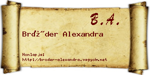 Bröder Alexandra névjegykártya